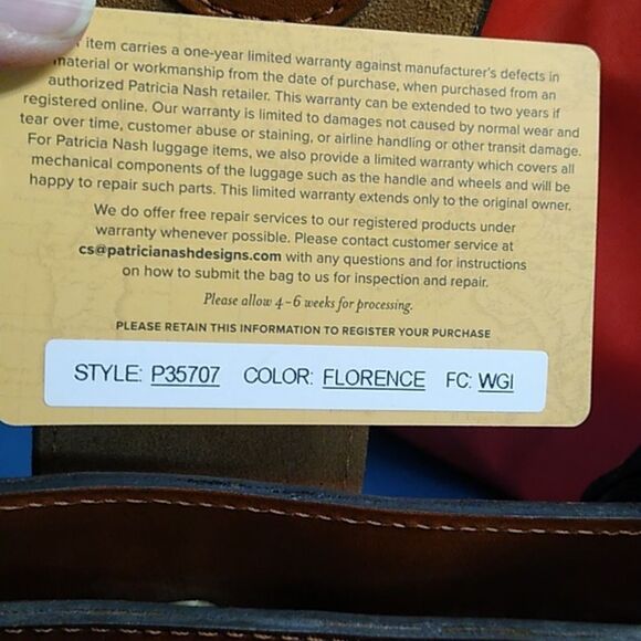 Patricia Nash Embossed Tan Leather Handbag - Picture 5 of 11